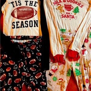 Festive Football and Holiday Pajama Sets (Size 10/12)